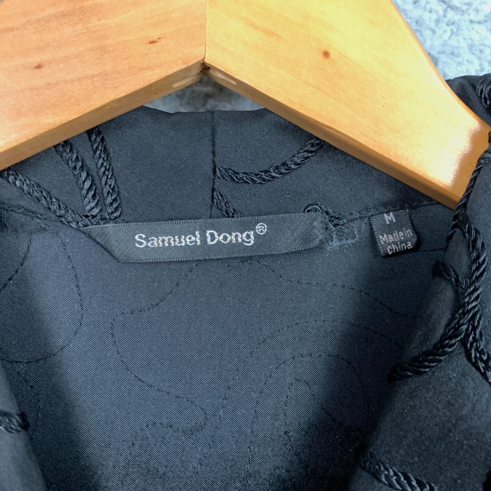 Samuel Dong Jacket Womens Medium Black Floral Textured Embroidered Zip‎ Up Artsy - Picture 3 of 9